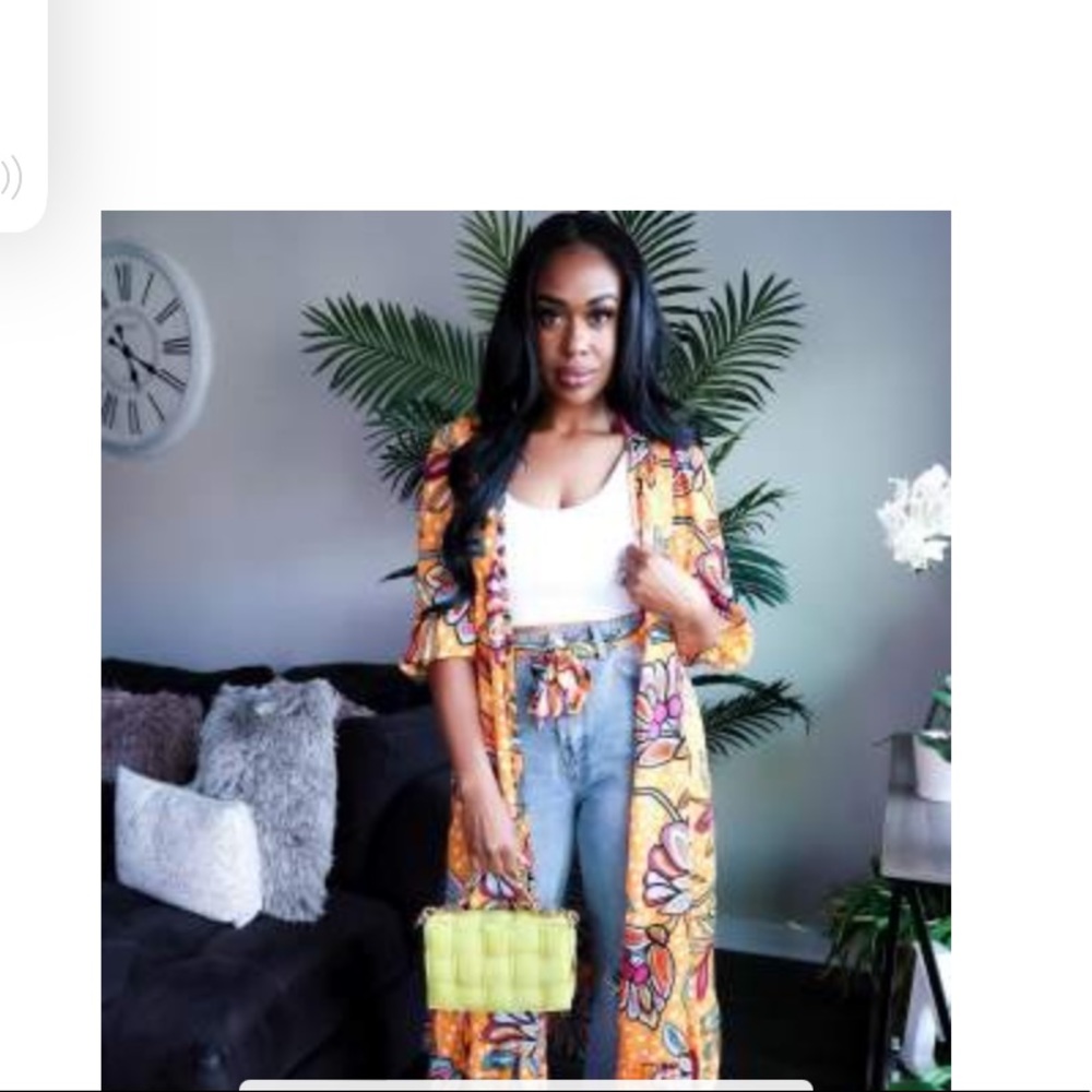 Floral Polka Dot Orange Paisley Print Cover Up Kimono Tabitha Brown - Picture 9 of 15